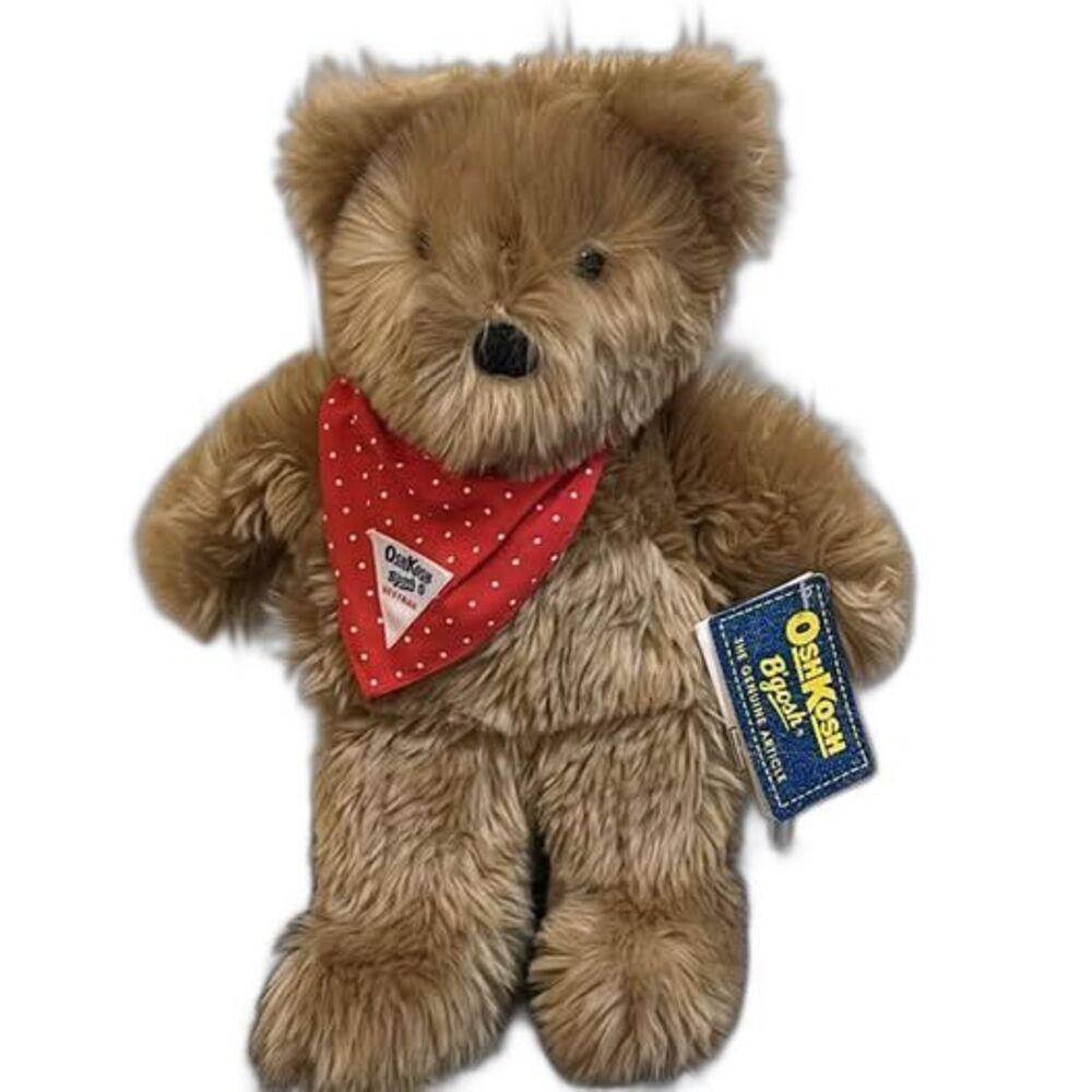 Eden OshKosh B'Gosh Brown Teddy Bear Red Scarf Plush Stuffed Animal 12"